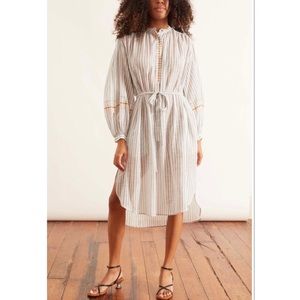 ULLA JOHNSON Resort-wear Flowy Shirt dress in Cloud